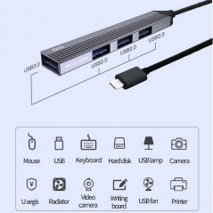 DM CHB057 Tip-C USB 3.0 Hub 4x